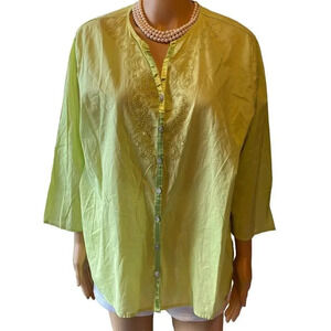 Classic Elements Cotton Sequin Beads Summer Beach Casual Blouse Top women XL/18